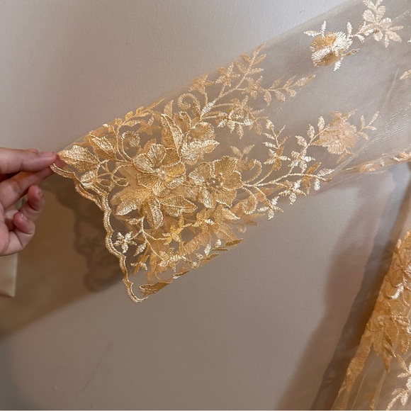 Peachy Lace Sheer Floral Long Sleeve High Low Top Size XL - Picture 4 of 7